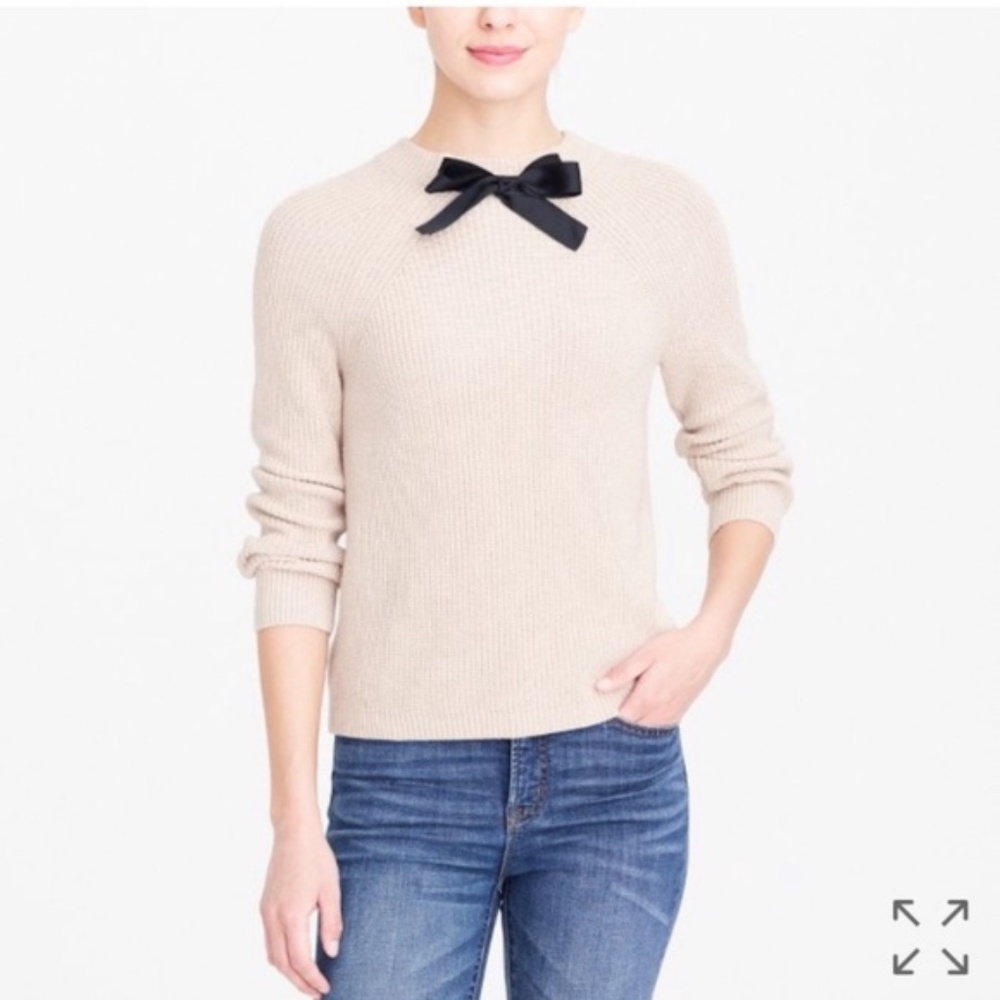 J.Crew Bow Necked Sweater Ribbed Cable Ivory S